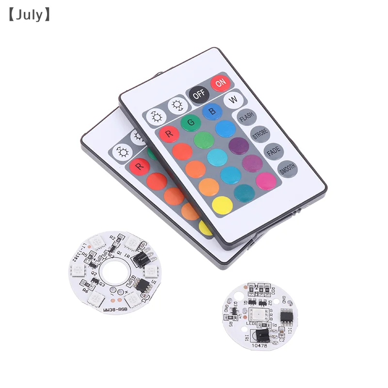 Color RGB Light Board Round LED Light Source Low Voltage DC 5V Switch Remote Control For Ornament Base DIY LED