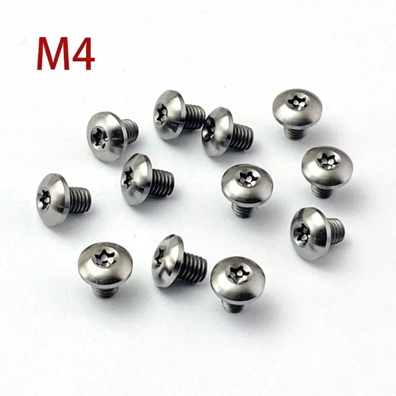 4pieces Blue Titanium Alloy Half Round Head Quincunx Screw M4 Folding Knife Handle Screw DIY Spindle Titanium Alloy Knife