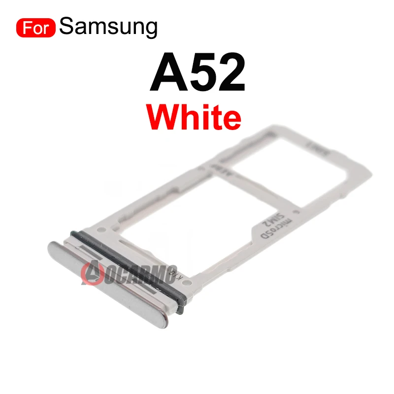 Aocarmo 블랙 퍼플 화이트 블루 심 트레이 슬롯, 삼성 갤럭시 A52 SIM 마이크로 SD 카드홀더 교체 부품