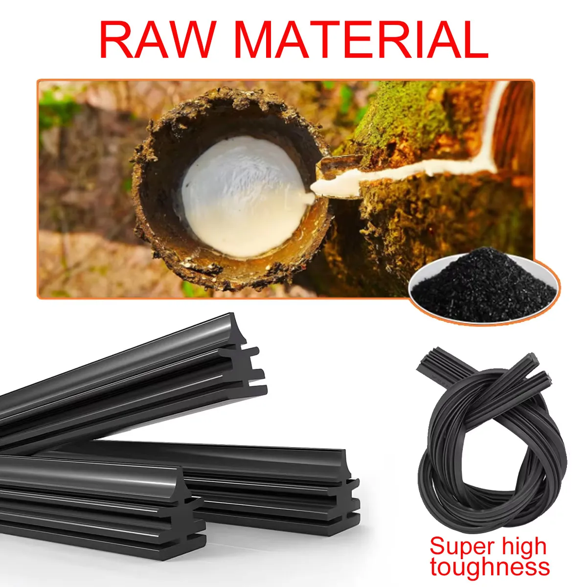 6mm Car Wiper Blade Replacement Strip Boneless Rubber Strip Frameless Wiper Rubber Strip Accessory 26 "28" 30 "32" Inch 2PCS 2