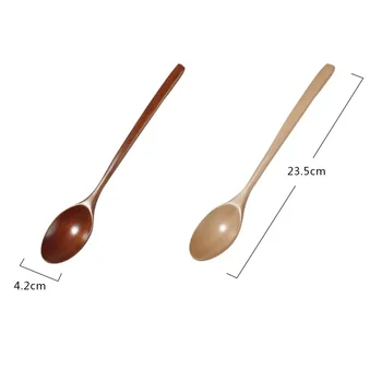 2pcs Wooden Spoon Kitchen Cooking Utensil Tools Soup Tea Spoon Tableware Catering Cooking Tool Coffee Soup Teaspoon Honey Spoon 6