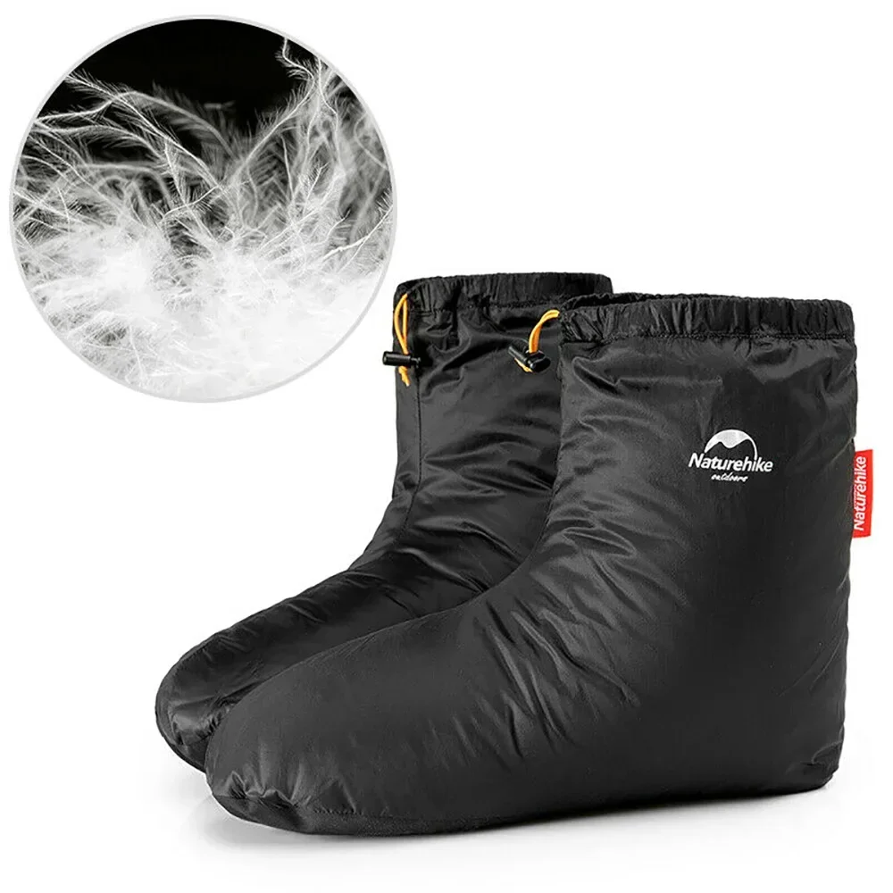 Down Foot Cover 1pair Goose Down Slippers Outdoor Camping Warm Sleeping Socks Water Resistant Camp Tent Sleeping Bag Accessories