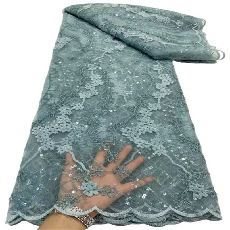 

African Sequins Lace Fabric Embroidered Nigerian Lace Fabrics Bridal 2023 High Quality Lace French Lace Fabric D99-2
