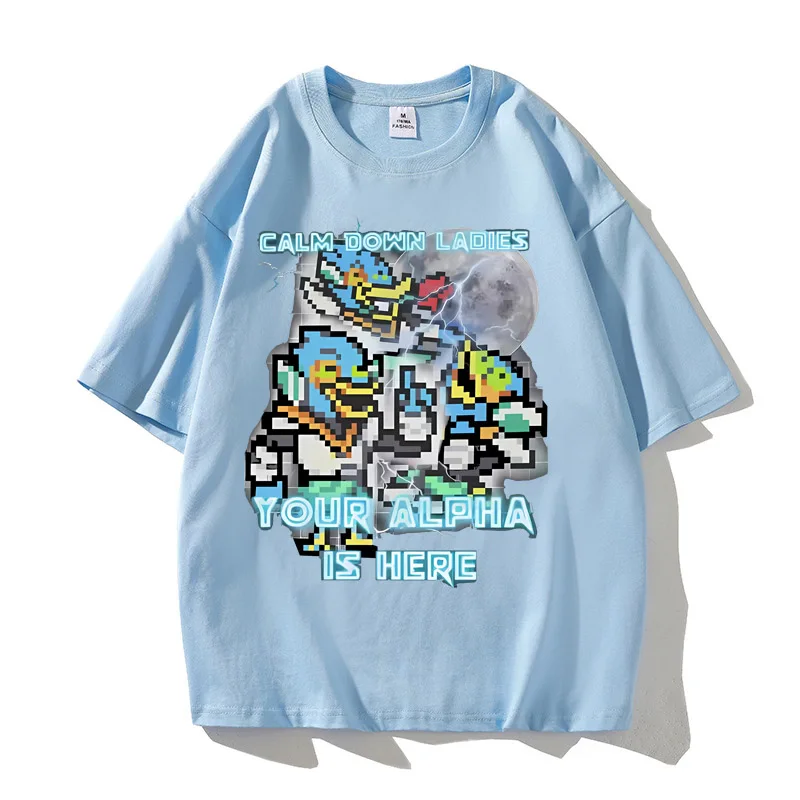 Calm Down Damen Your Alpha Is Here Berdly Deltarune Zubehör Unisex T-Shirt Hochwertige Baumwolle T-Shirt-Druck-T-Shirt-Kleidung – Detail 5
