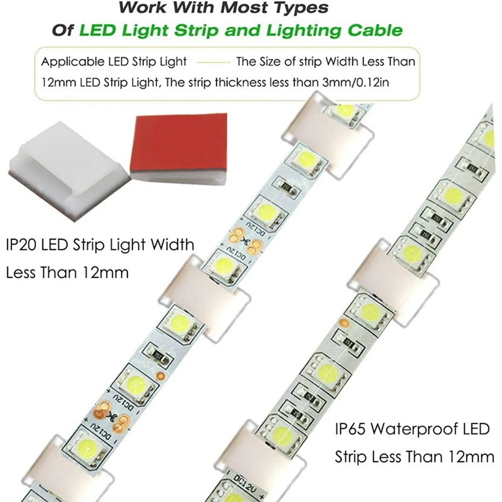 Self-Adhesive LED Strip Light Mounting Brackets and Clips cable clip (100-PACK White)
