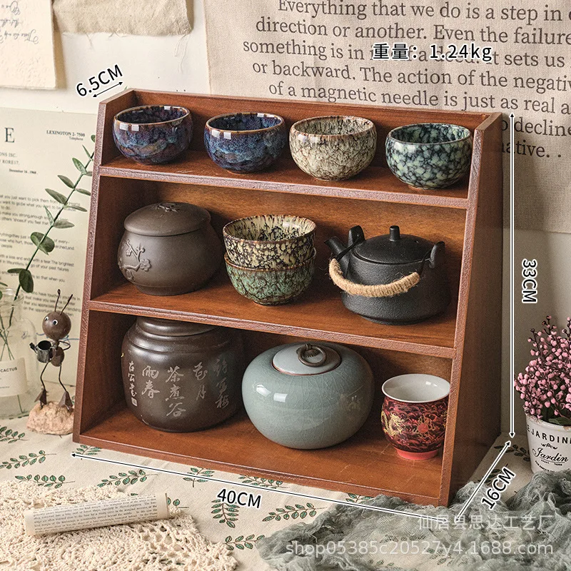 Miscellaneous Storage Desk Solid Wood Storage Box Multi-layer Cosmetics Storage Rack Desktop Organizing Rack 2