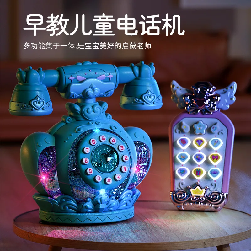 Children Cartoon Princess Simulation Smart Cell Phone Retro Landline With Light Music Early Education Puzzle Toy Birthday Gifts 2