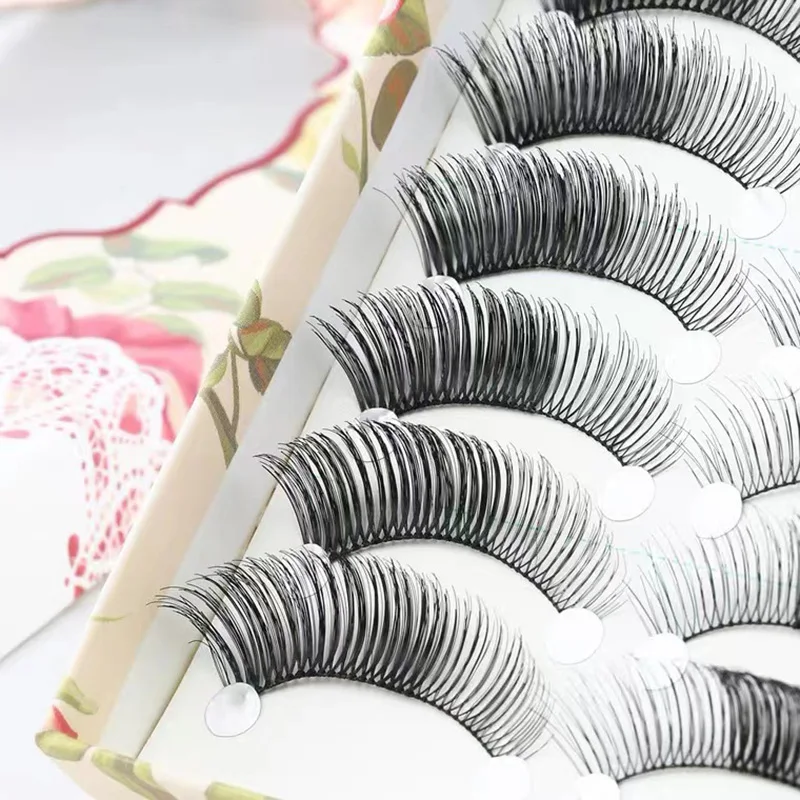 10 Pairs False Eyelashes Natural Thick Stage Eyelashes Extension Big Eye Reusable Makeup Tools Lashes 10 pairs pretty simulation false eyelashes natural nude makeup crossed lashes thick black handmade eyelash extension tools