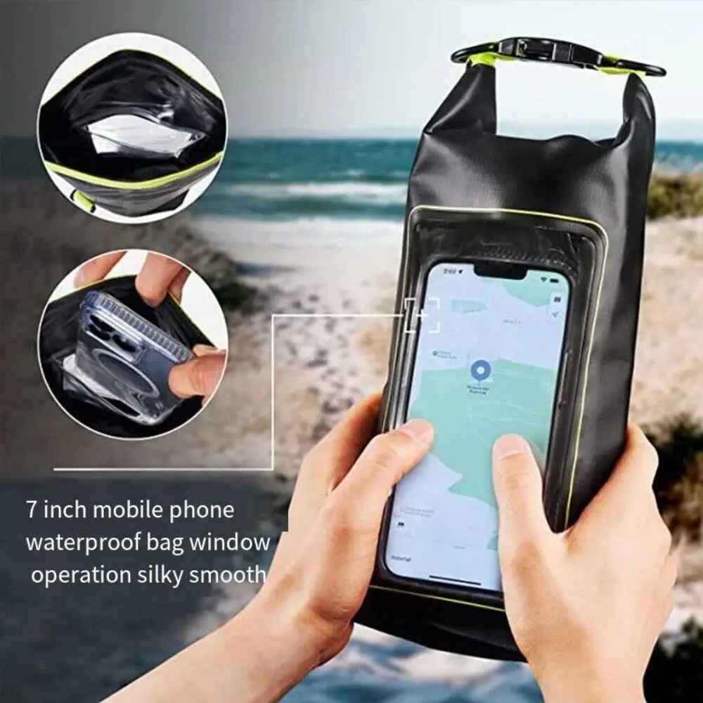 New 2L Swimming Waterproof Bag Sports Outdoor Cell Phone Bag PVC Clip Mesh Material Beach Messenger Bag