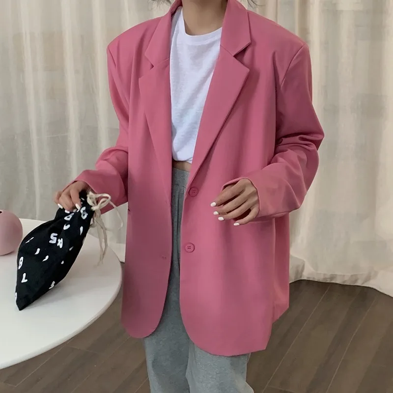 2024 New Korean Fashion White Chic Blazers Autumn Women Coat Causal Solid Suits Jacket Long Sleeve Loose Sweet Blazers Feminimos