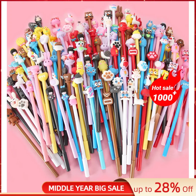 50 PCs Neutral Pen Cute Cartoon Wholesale Gel Pen with different shape Writing Tool Office Stationery Student Signature Pen