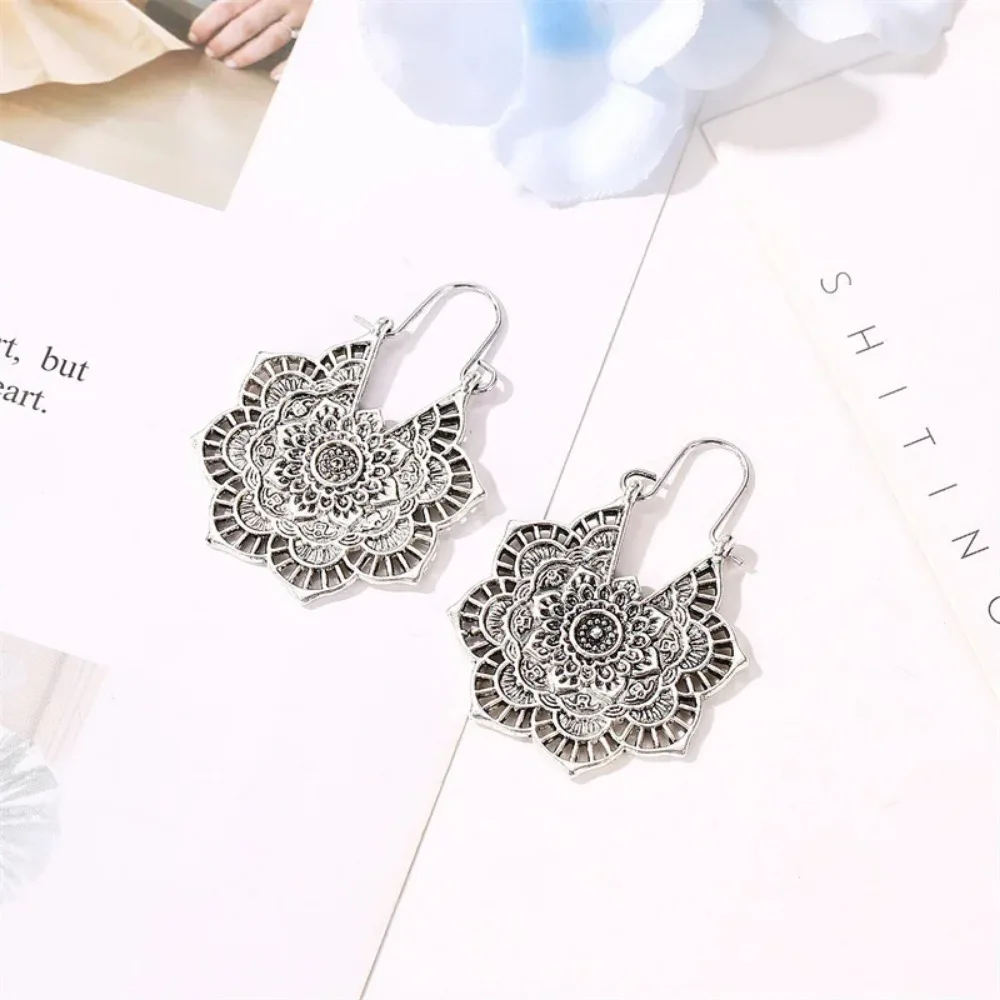 2025 Femme Oorbellen Antique Gypsy Indian Tribal Ethnic Hoop Dangle Mandala Earrings Boho Boucle Doreille dangle hoop drop pendant long earrings