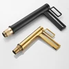 Black Tall Bathroom Basin Taps Single Handle Waterfall Faucet Solid Brass Basin Mixer Tap Creative Hollowed Out Design Water Tap 4