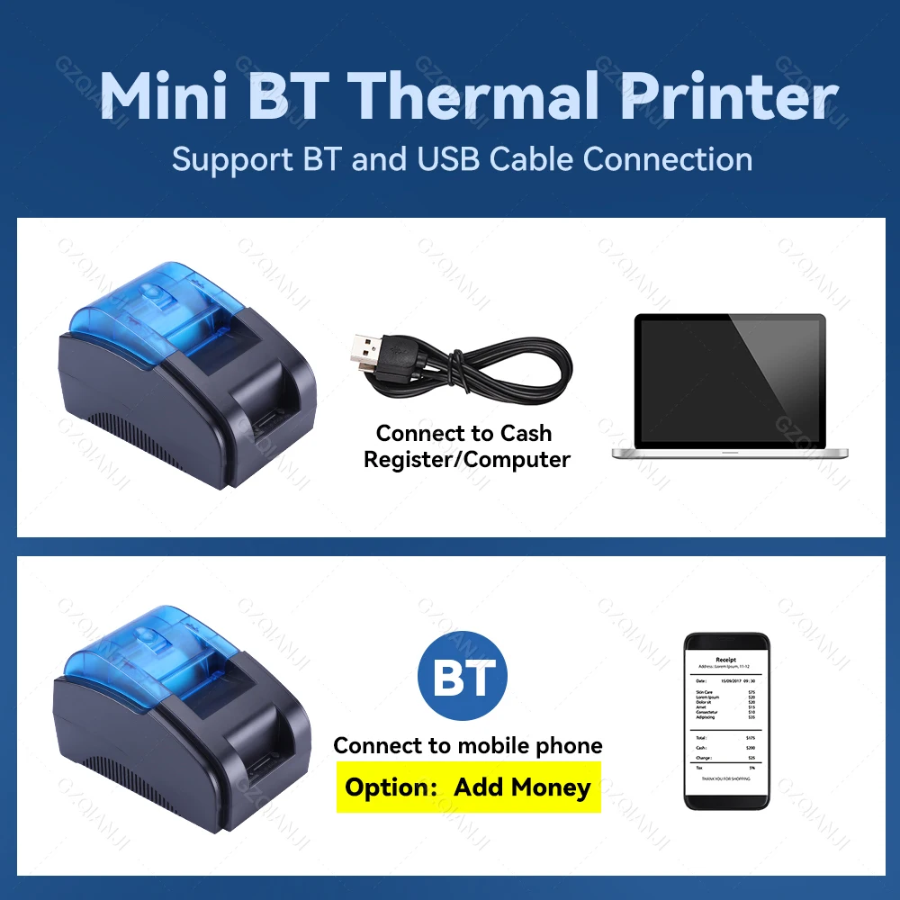 Pos 58 Usb & Usb Mais Bluetooth para Android e Ios 58 mm Recibo Térmico Pequeno Bilhete Impressora Bill Máquina - Imagem 5