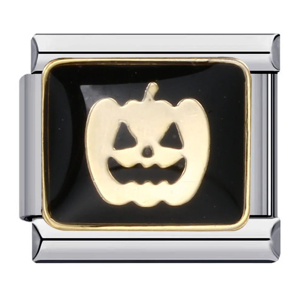 1pc Y2K Nette Gothic Italienischen Charm Armband Edelstahl DIY Herstellung Geist Kürbis Spinne Fledermaus Halloween Mode Schmuck – Detail 4