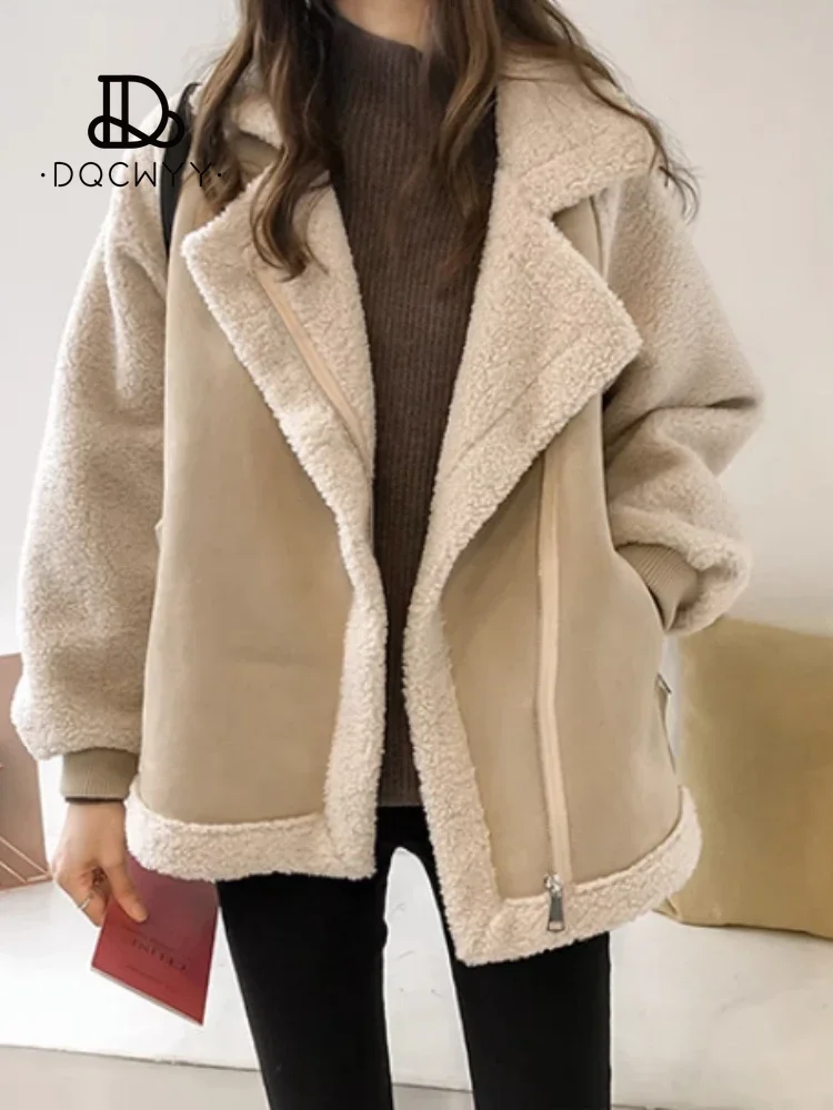 Autumn Winter New Big Lapel Lamb Wool Coat 2023 Women's Jacket Loose Fashion  Tops Windbreaker Women's Clothing Free Shipping