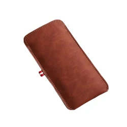 Velvet - Lined Fashionable Rectangle PU Leather Glasses Pouch (Brown)