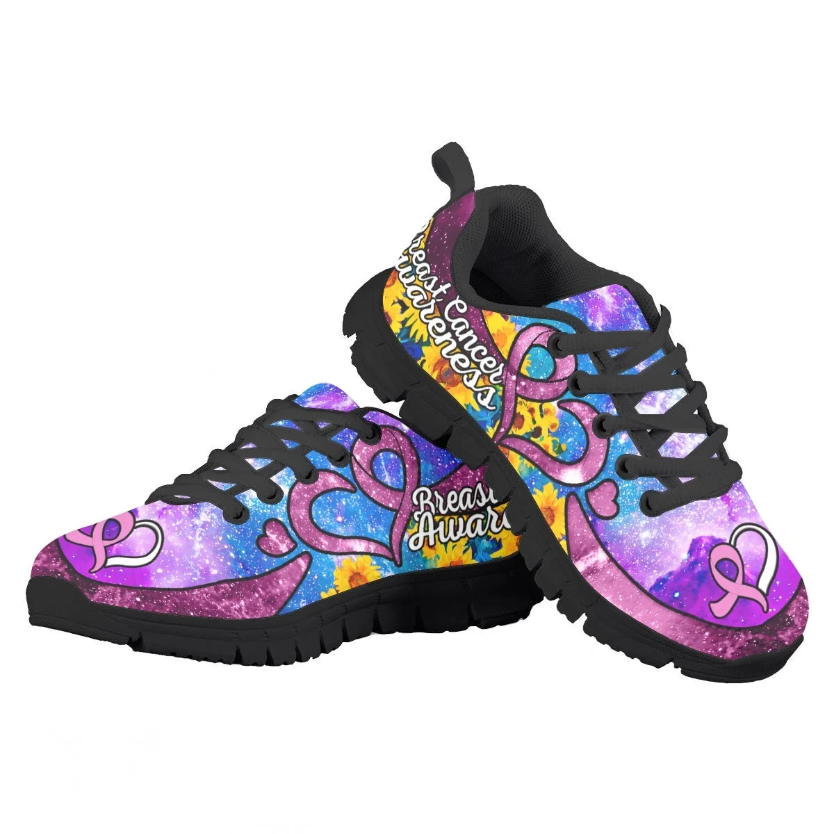 

New Fashion Cancer Awareness Designer Mesh Sneakers for Girls Boys Comfortable Casual Flats Kids Running Shoes Zapatillas Hot