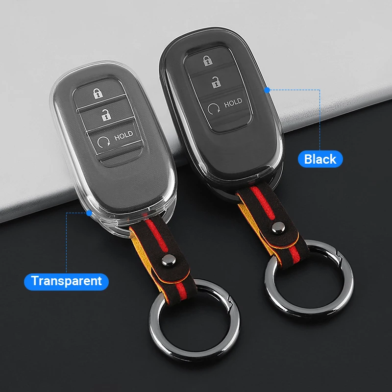 Custodia In TPU Per Chiave Honda HR-V CR-V Civic Si Type R Sport 2022-2026 – Protezione Antigraffio Con Cordino, 3 Pulsanti, Nero/Argento