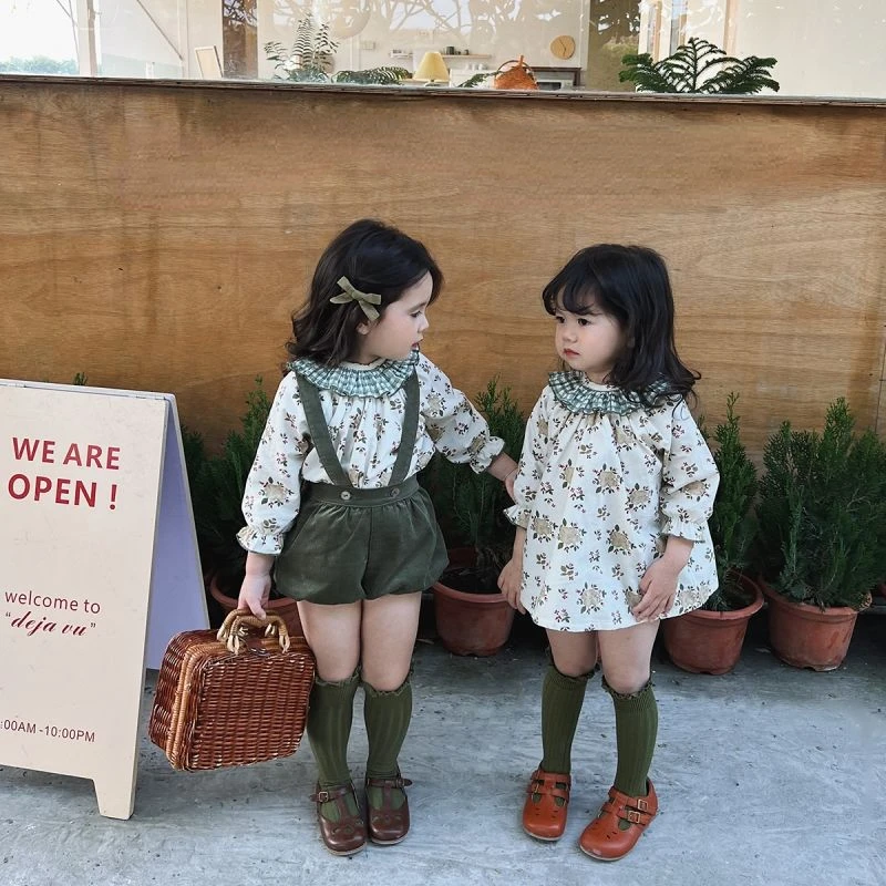 

2023 Summer Korea Style Kids Sets T-shirt Shorts Sweet Cute Fashion Cotton New Design Soft Ruffled Edge