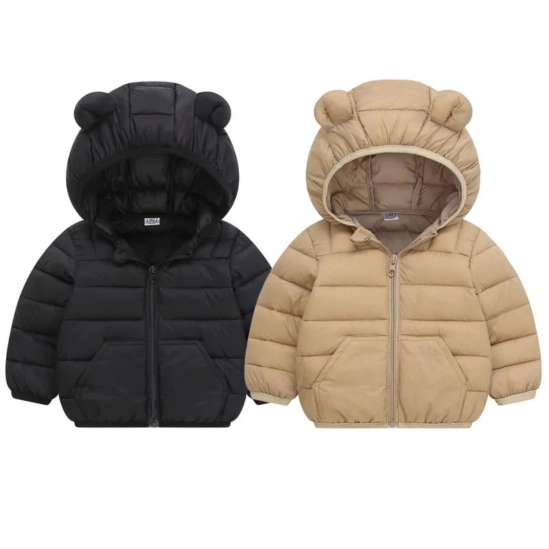 New Winter Down Warm Jackets Autumn Fashion Baby Clothes Kids Thin Hooded Cotton Coats Girls Boys Cute Solid Outerwear 2-6 Years 1