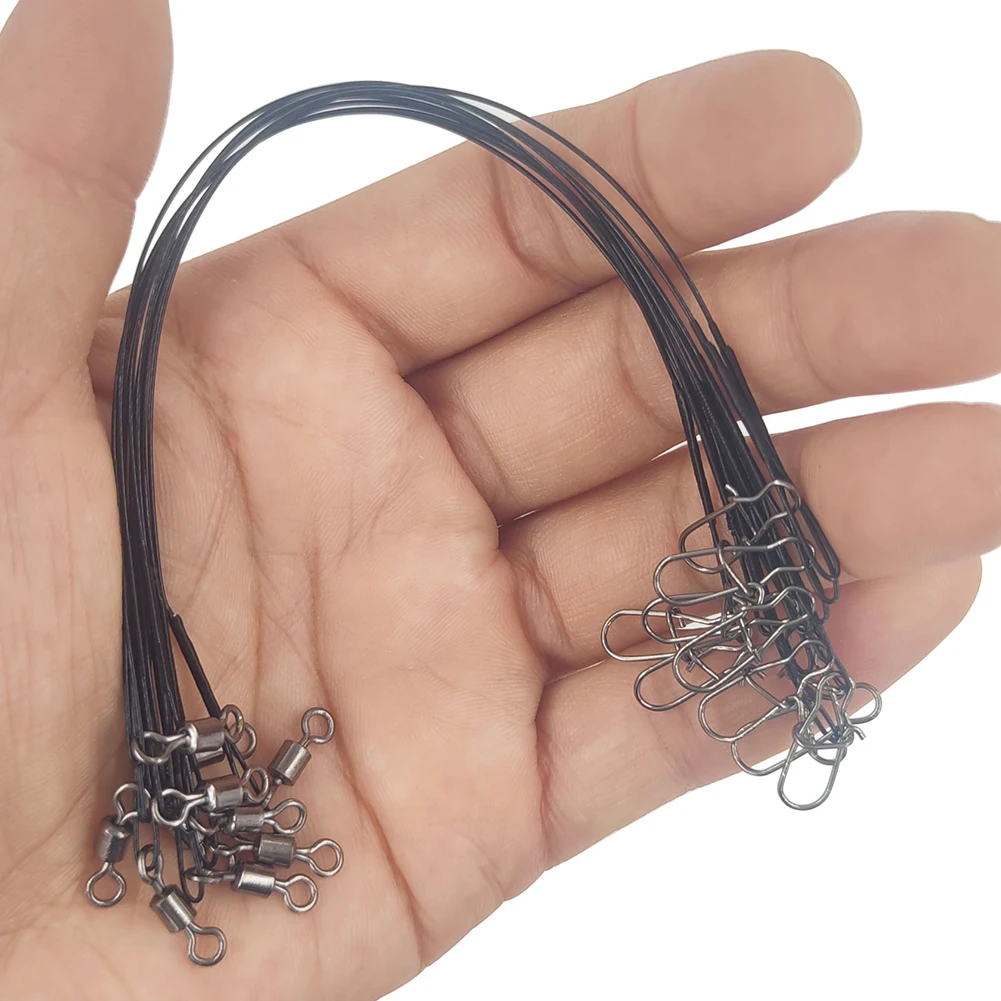 25pcs 리더 와이어 낚시 가죽 끈 낚시 라인 15cm 20cm 25cm 30cm 회전 스냅 잉어 낚시 액세서리와 안티 물린 와이어 라인