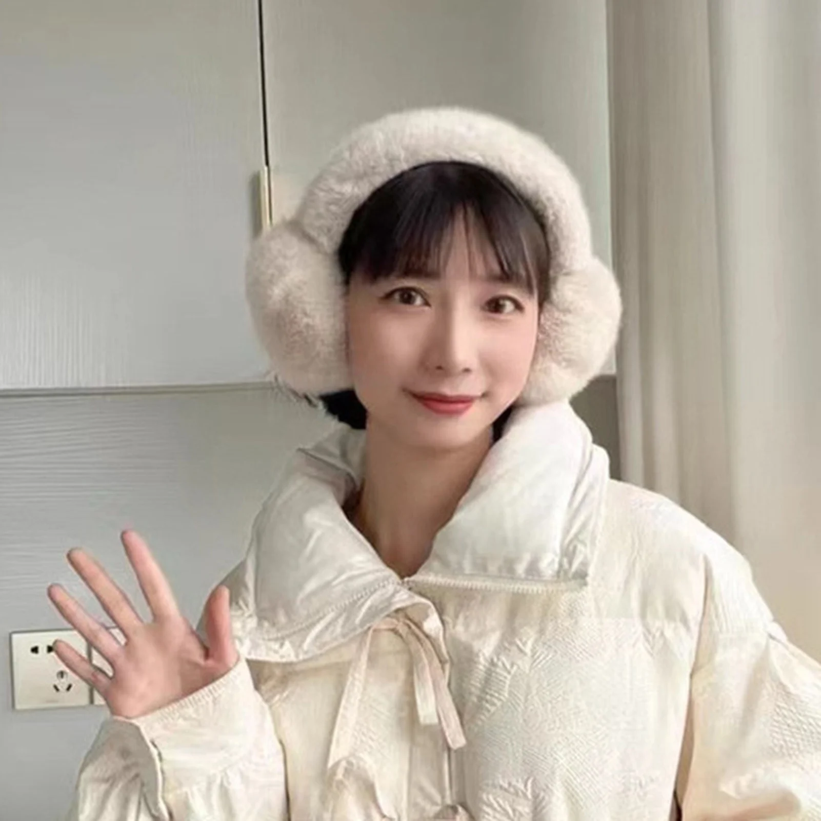 Fashion Winter Women Men Warmer Solid Color Adjustable Ear Muffs Earflap Earmuffs Thickened Plush Headband_voghion.com