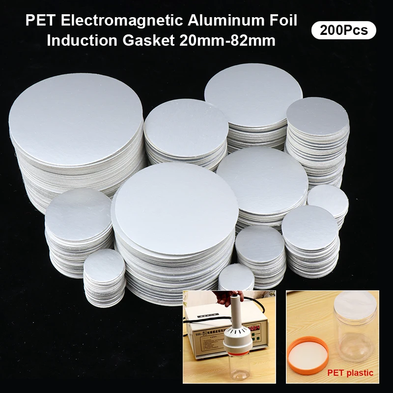 200Pcs Seal Cap Lining Tamper Resistant PET Electromagnetic Aluminum Foil Induction Gasket for Cosmetic Jar Bottle Pot 20mm-82mm rubber caps silicone rubber caps