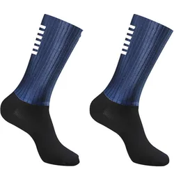 Breathable Anti-Slip Silicone Cycling and Running Socks - M 38-45 (Blue)