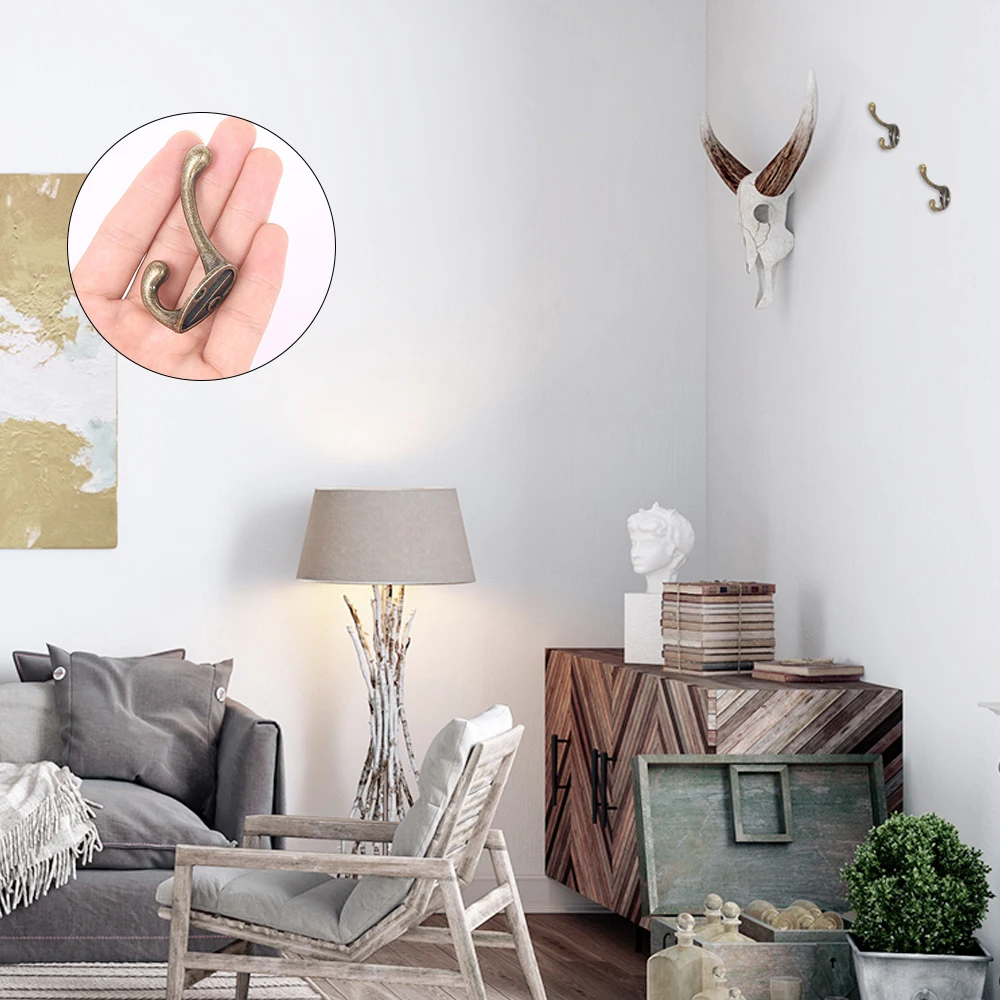 Bronze Dual Coat Hooks Wall Mounted Rack for Bathroom Kitchen