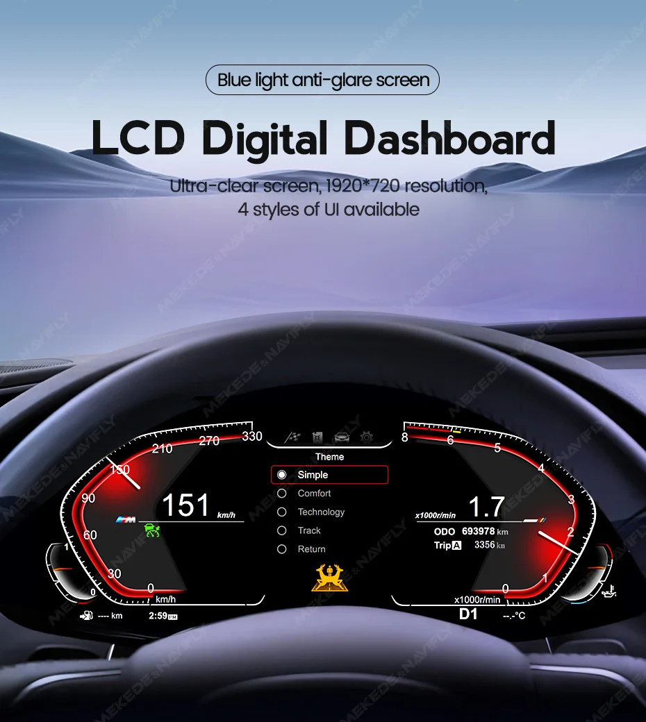 MEKEDE 12,3 Zoll Linux System LCD Digital Dashboard Für BWM 3er F30 F31 4er F32 F33 F36 GT F34 NBT EVO 2013-2019 2020 – Detail 1