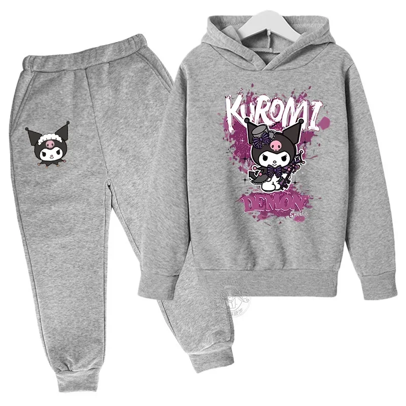 thumbnail image 1 of Conjunto de dos piezas de ropa infantil de Hello Kitty Kuromi, traje deportivo para niños y niñas de 3 a 14 años, traje informal de moda Kawaii para otoño, 1 of 5