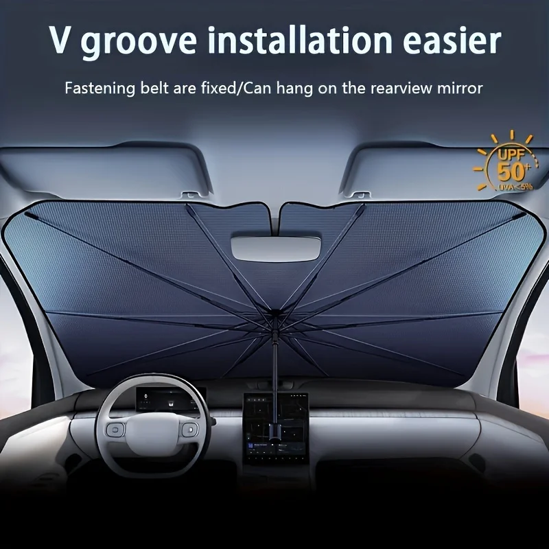 Upgraded Car Sunshade Windshield Rotation Bendable Handle Umbrella Front Window Cover for UV Ray Block & Sun Heat Protection