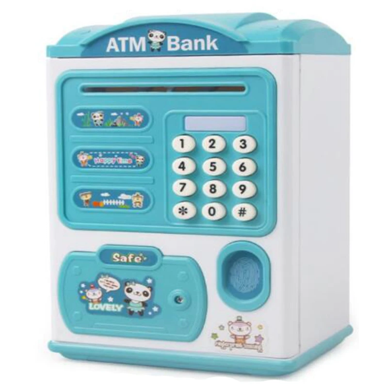 

Piggy Bank Coin Fingerprint with Password Electronic Coin Savings Box Automatic Coins Savings Bank ATM Savings Bank Blue