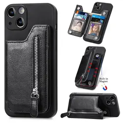 Luxury Leather Zipper Wallet Case with Card Slots & Magnetic Holder - Anti-Drop Protection for Honor 30 Pro Plus (Black)