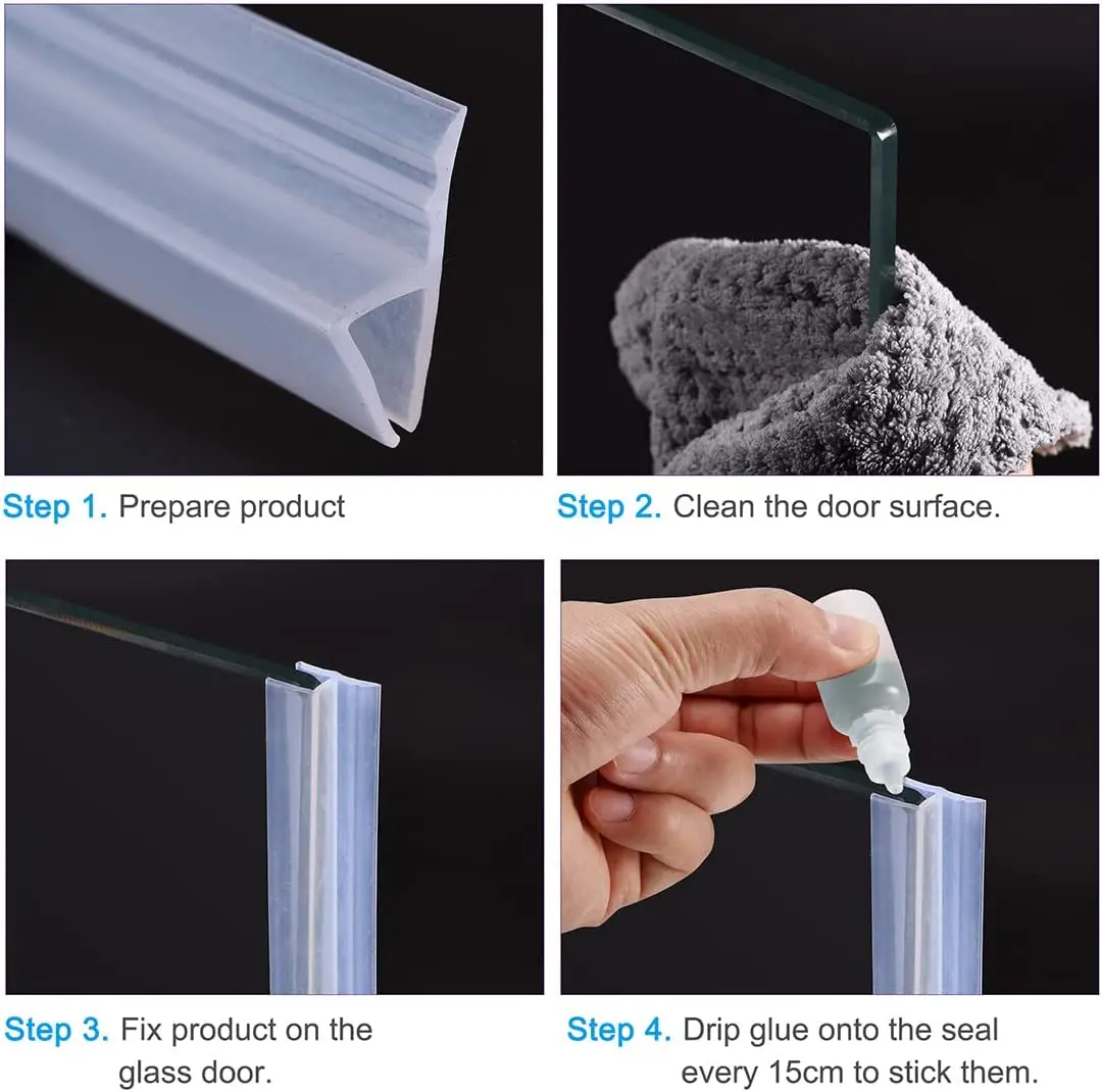 h/f/u/corner Shape Glass Seal Strip Silicone Bath Shower Weather Strips Draft Stopper for Door Window 6-12mm 2M door seal strip sealing strip tape window seal strip sealing tape rubber seal strip rubber door weatherstripping door draft stopper shower door seal silicone seal strip door weatherstripping rubber shower seal sealing strip shower water barrier waterproof tape