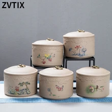 

Ceramic Pot With Lid Sealed Tin For Tea 500ml Storage Box Living Room Coffee Canister Table Home Decoration Accessories Tea Set