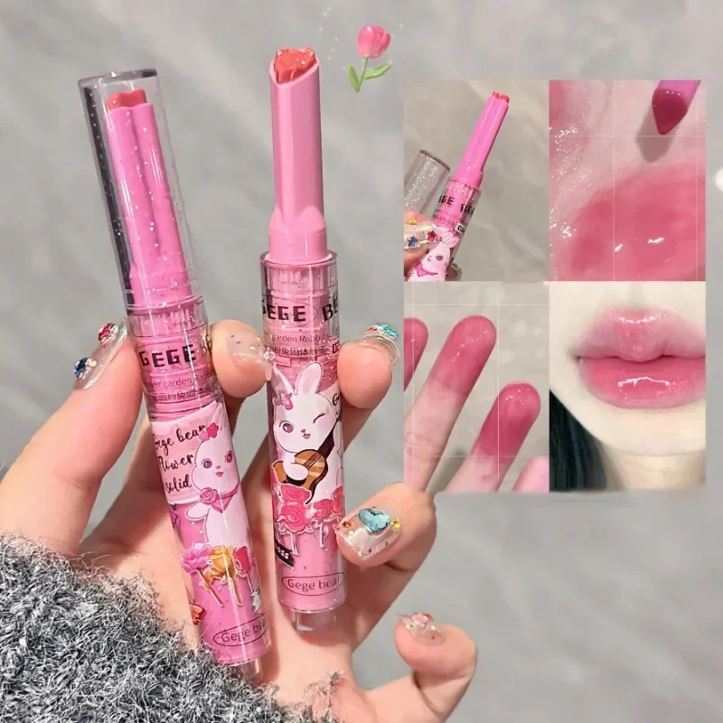 Lip makeup lip glaze lip tint lip gloss lip lacquer glitter clear solid lip gloss pink mirror lipstick pen watery jelly moisturizing lip tint love heart shape 3pcs/set lipgloss set