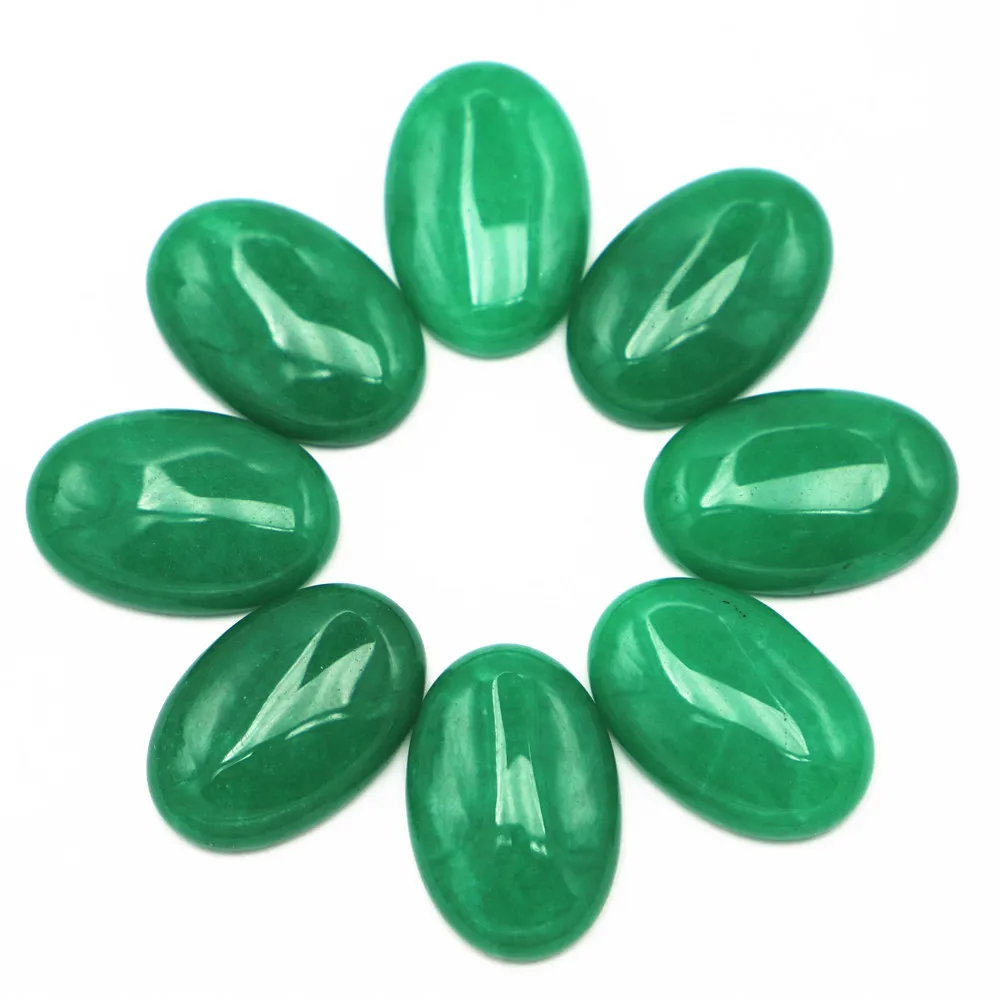 

Hot 30x20mm Natural Stone Oval Malay Jade CAB Cabochon Setting Beads Fit Jewelry Making Supplies 12Pcs Wholesale Free Shipping