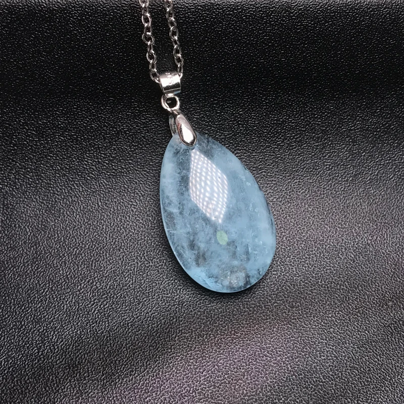 CSJ Natural Aquamarine Sterling 925 Silver Water Drop Energy Gemstone Fine Jewelry Necklace for Women Party Gift pendant necklace