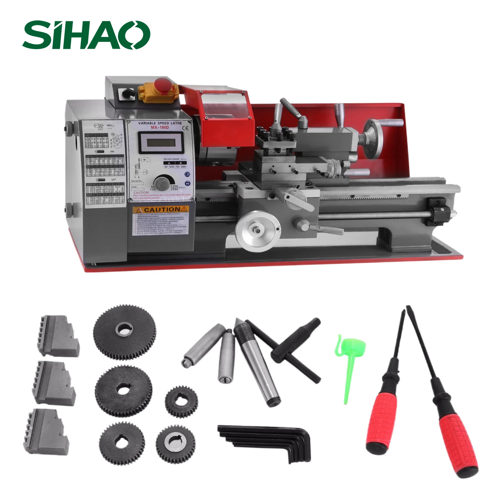 Sihao CNC Lathe 600W Variable Speed MX180D Metal Lathe Parts Sample