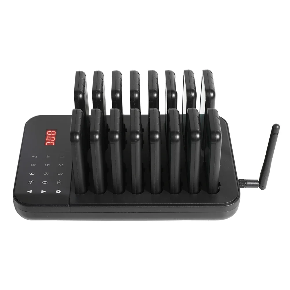 Wireless Restaurant Pager System Guest Customer Calling 16 Beepers Pager Buzzer For Restaurant Food Court Cafe Beach Bar
