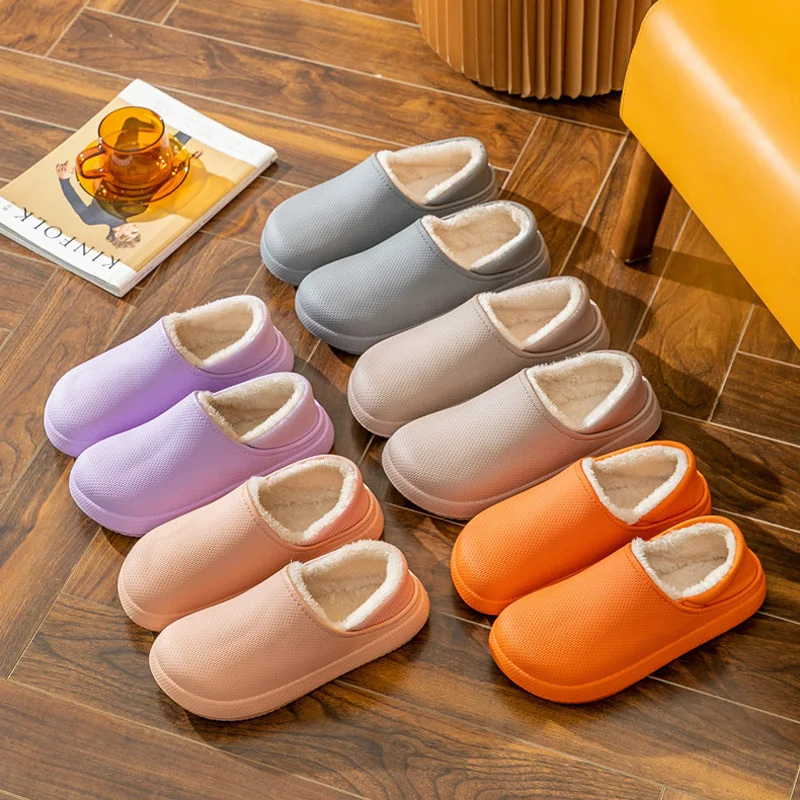 Winter Men's Korean Cotton Shoes Plus Velvet Thickened Warm Slippers Waterproof Anti-slip Comfortable Couples Snow Cotton Shoes