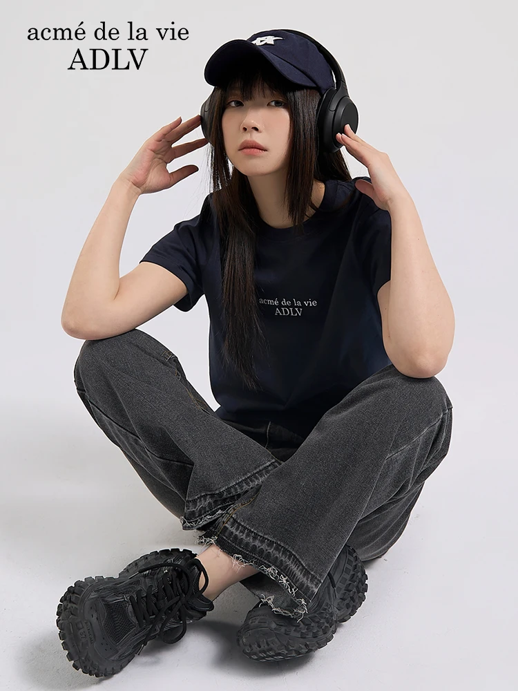 [ADLV] AE LOGO SHORT SLEEVE T-SHIRT/追跡付 ADLV Letter LOGO Printed Short-sleeved T-shirt, Basic Base