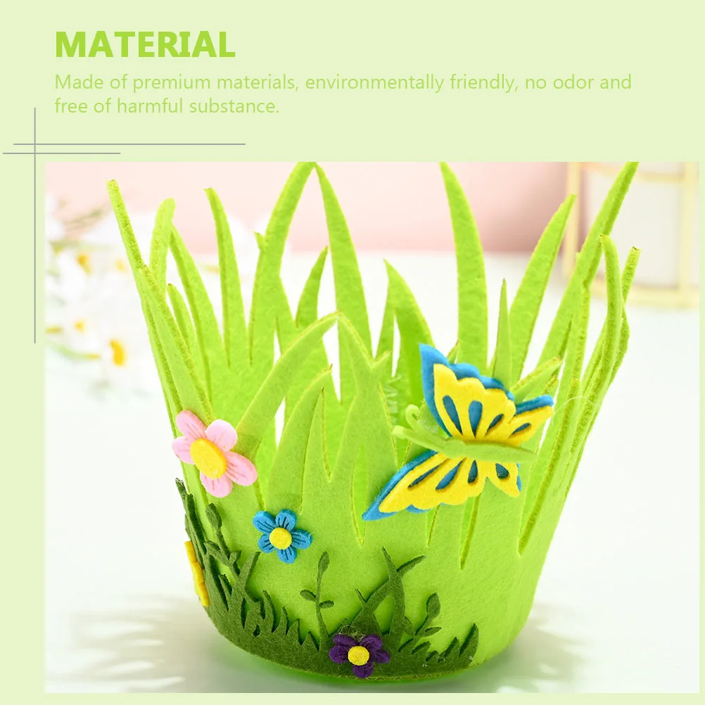 4Pcs Easter Colorful Baskets Non Woven Fabrics Candy Baskets Small Fabric Basket Storage EasterDecoration 4