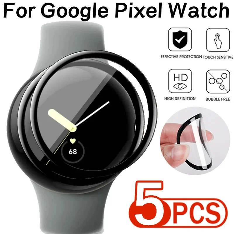 Pixel Watch 전체 커버 용 1-5Pcs 3D 곡선 화면 보호기 Google PixelWatch 2 용 유연한 소프트 스크래치 방지 보호 필름