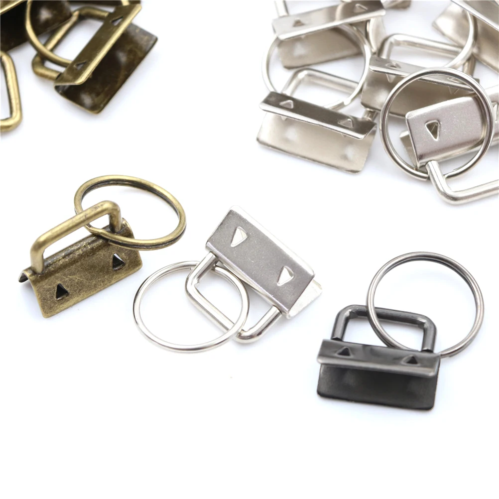 

10Pcs/LOT 25mm Key Fob Hardware keychain Split Ring For Wrist Wristlets Cotton Tail Clip 3Colors Bag Accessories