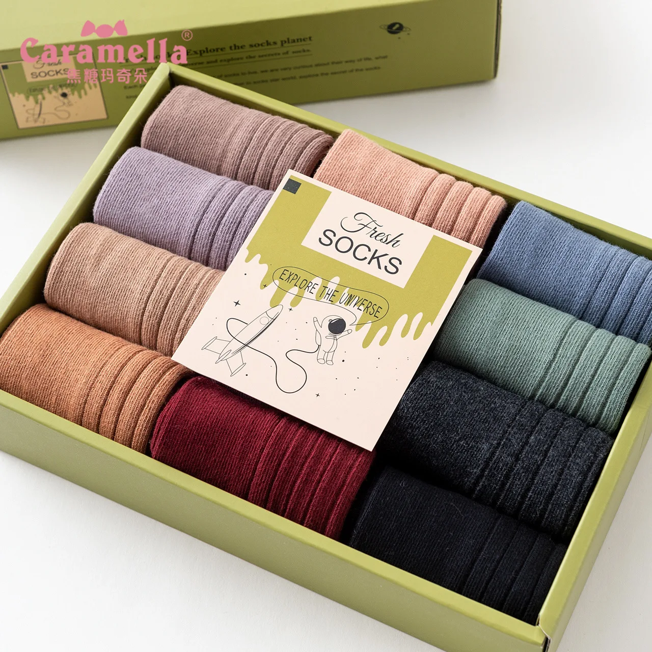 

Free Shipping 12pairs/box Caramella Winter Socks Fashion Solid Color Female Long Staple Cotton Double needle 51612