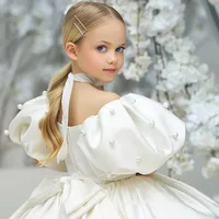 Robe de princesse à manches bouffantes pour filles, jupe complète en tulle, robe de demoiselle d'honneur et de fête d'anniversaire pour recitalies, mariages et Occasions spéciales 4