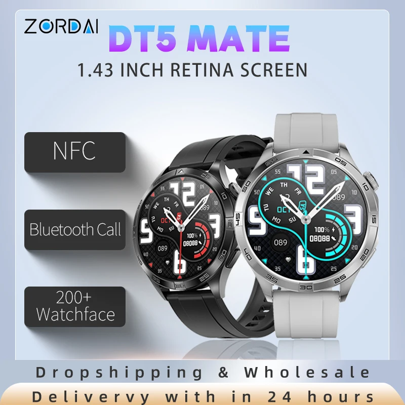 2024 Dt5 Mate Sport Watch Smartwatch 1.5 "Schermo Nfc Bluetooth Call Orologio Da Polso Impermeabile Per Android Ios Men Hombre Women Lady